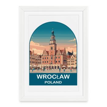 Wroclaw Poland Vintage Travel Poster Art - Framed poster (27 × 37 cm) - white - Front