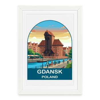 Gdansk Poland Vintage Travel Poster Art - Framed poster (27 × 37 cm) - white - Front