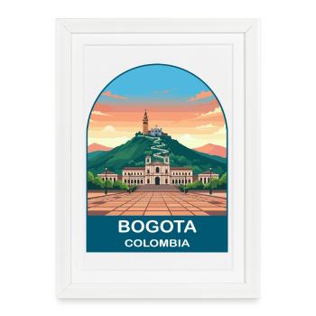 Bogota Colombia Skyline Vintage Travel Art - Framed poster (27 × 37 cm) - white - Front