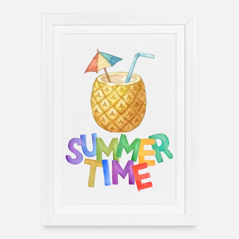 Boisson à l’ananas d’été - Affiche encadrée (27 × 37 cm) - blanc