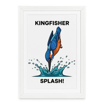 Kingfisher Splash Kingfisher River - Framed poster (27 × 37 cm) - white - Front
