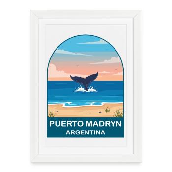 Puerto Madryn Argentina Whale Watching Art - Framed poster (27 × 37 cm) - white - Front