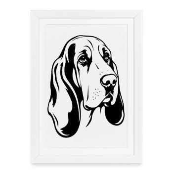 Basset_Hound Front View Cartoon Black - Framed poster (27 × 37 cm) - white - Front
