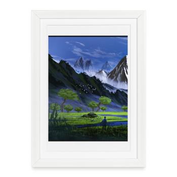 Alpine Valley & Blue Mountains - Framed poster (27 × 37 cm) - white - Front
