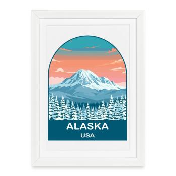 Art d’affiches de voyage vintage Alaska USA - Affiche encadrée (27 × 37 cm) - blanc - Devant