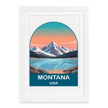 Art d’affiches de voyage vintage Montana USA - Affiche encadrée (27 × 37 cm) - blanc - Devant