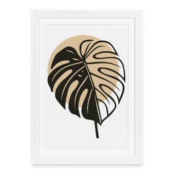 Feuille de monstra – Motif moderne de la nature bohème - Affiche encadrée (27 × 37 cm) - blanc - Devant