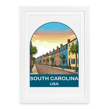 South Carolina USA Vintage Travel Poster - Framed poster (27 × 37 cm) - white - Front