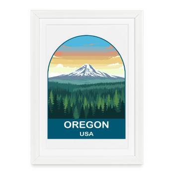 Art d’affiches de voyage vintage Oregon USA - Affiche encadrée (27 × 37 cm) - blanc - Devant