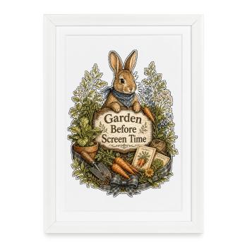 Garden Before Screen Time - Framed poster (27 × 37 cm) - white - Front