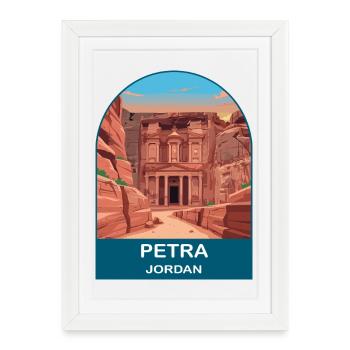 Illustration de voyage vintage Petra Jordan Treasury - Affiche encadrée (27 × 37 cm) - blanc - Devant