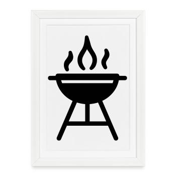 barbecue - Affiche encadrée (27 × 37 cm) - blanc - Devant