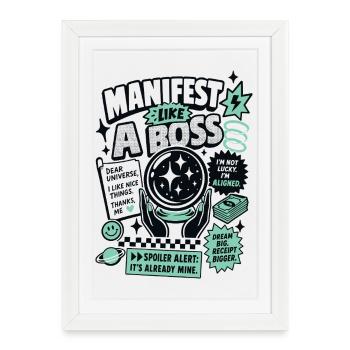 Manifeste comme un dicton de motivation - Affiche encadrée (27 × 37 cm) - blanc - Devant