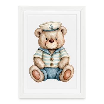 Bear as sailor - Framed poster (27 × 37 cm) - white - Front