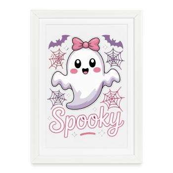 Fantôme effrayant d’Halloween - Affiche encadrée (27 × 37 cm) - blanc - Devant