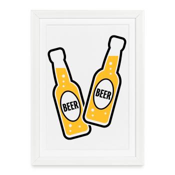 2 Toasting Beer Bottles (Beery / POS 2C) - Framed poster (27 × 37 cm) - white - Front