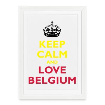 Keep Calm & Love Belgium - Affiche encadrée (27 × 37 cm) - blanc - Devant