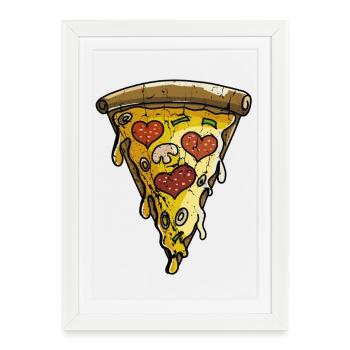 Lavé et tranche Worn de pizza - Pizza - Love - Affiche encadrée (27 × 37 cm) - blanc - Devant