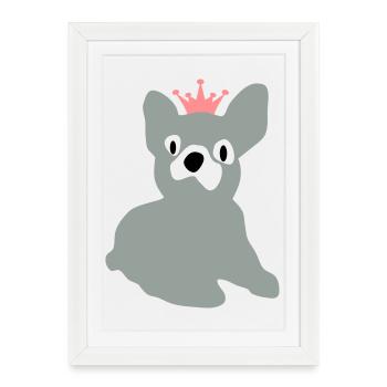 chien - Affiche encadrée (27 × 37 cm) - blanc - Devant
