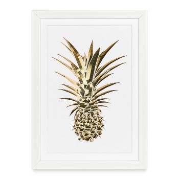 Idée de cadeau chic à la mode d'ananas doré - Affiche encadrée (27 × 37 cm) - blanc - Devant