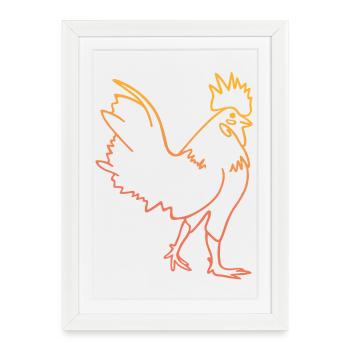 Illustration de coq de poule - Affiche encadrée (27 × 37 cm) - blanc - Devant