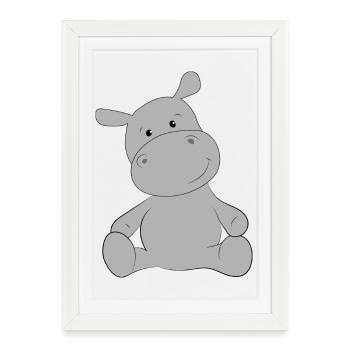 Hippopotame - Affiche encadrée (27 × 37 cm) - blanc - Devant
