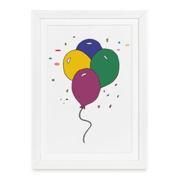 Ballons 3 fois - Affiche encadrée (27 × 37 cm) - blanc - Devant