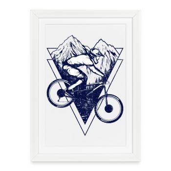 Mountain Biking Triangles - Framed poster (27 × 37 cm) - white - Front