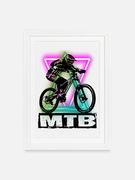 MTB - Gerahmtes Poster (27 × 37 cm) - Weiß