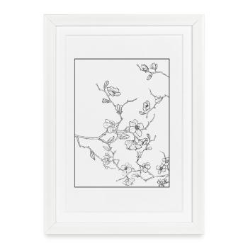 Floral Design Cherry Blossom Outline Black - Framed poster (27 × 37 cm) - white - Front