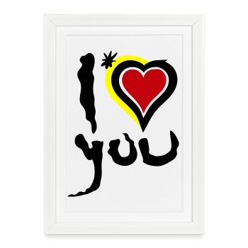 Je t’aime Heart Abstract Art Saint-Valentin - Affiche encadrée (27 × 37 cm) - blanc - Devant