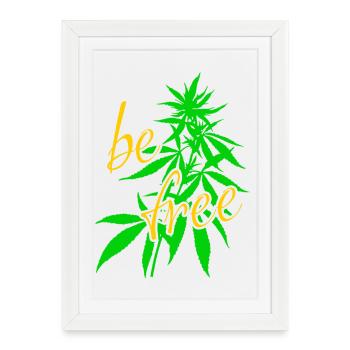 Feuilles de chanvre libres - Affiche encadrée (27 × 37 cm) - blanc - Devant
