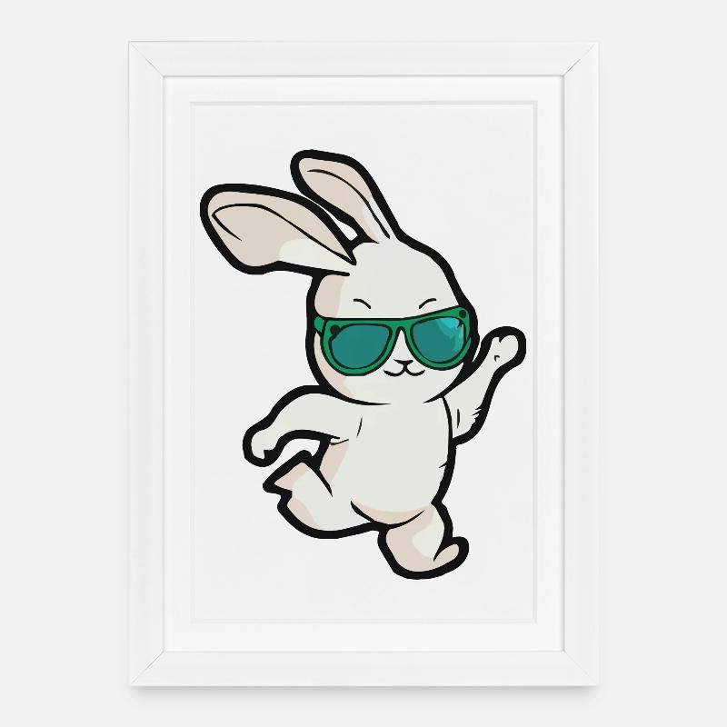 Sunglasses Easter Bunny Dances - Framed poster (27 × 37 cm) - white