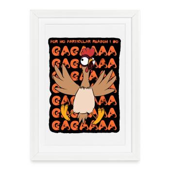 Poulet fou - Affiche encadrée (27 × 37 cm) - blanc - Devant
