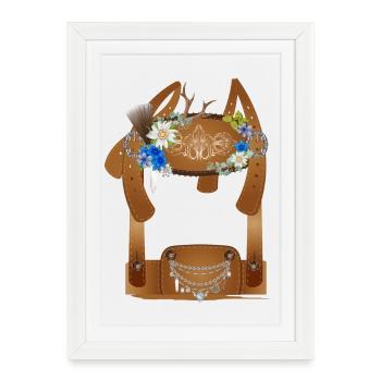 Costumes traditionnels richement décorés lederhosen illustration - Affiche encadrée (27 × 37 cm) - blanc - Devant