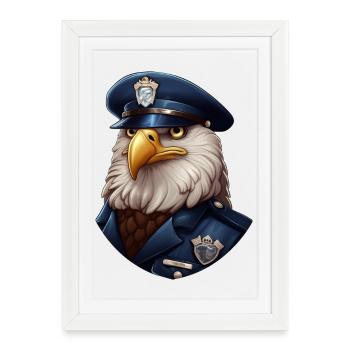 Hibou de la police - Affiche encadrée (27 × 37 cm) - blanc - Devant