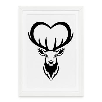 Black Deer Heart - Framed poster (27 × 37 cm) - white - Front