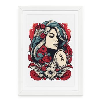 Femme-fleur - Affiche encadrée (27 × 37 cm) - blanc - Devant
