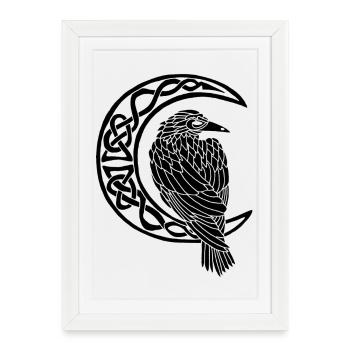 The Black Raven and the Moon - Framed poster (27 × 37 cm) - white - Front