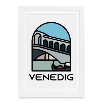 Venise - Pont du Rialto - Affiche encadrée (27 × 37 cm) - blanc - Devant