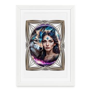 Le pouvoir du loup mystique - Affiche encadrée (27 × 37 cm) - blanc - Devant