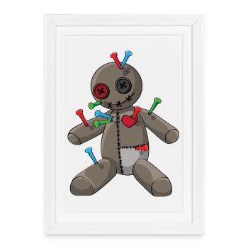 Phasmophobia Voodoo Puppe mit bunte Nadeln - Gerahmtes Poster (27 × 37 cm) - Weiß - Vorne