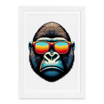 Gorillas with Sunglasses - Framed poster (27 × 37 cm) - white - Front
