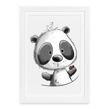Droll Panda I Panda Ours I Pandas Motif Animal - Affiche encadrée (27 × 37 cm) - blanc - Devant