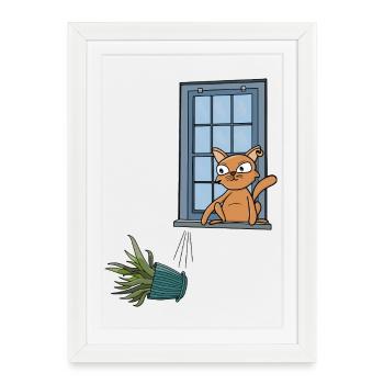 C’est toujours le chat orange - Affiche encadrée (27 × 37 cm) - blanc - Devant