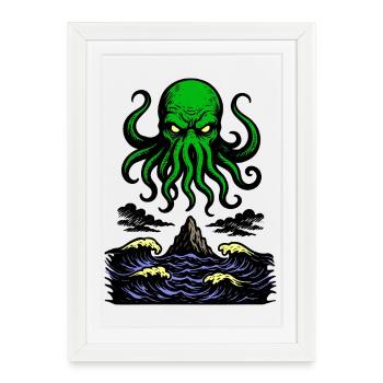 Cthulhu Rétro 2 - Affiche encadrée (27 × 37 cm) - blanc - Devant