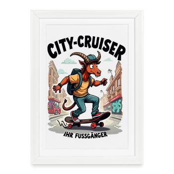 Chèvre patineuse - Affiche encadrée (27 × 37 cm) - blanc - Devant