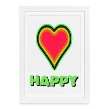 VIBRANT heart graphic with neon framing - Framed poster (27 × 37 cm) - white - Front
