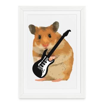 hamster guitar rock music - Framed poster (27 × 37 cm) - white - Front