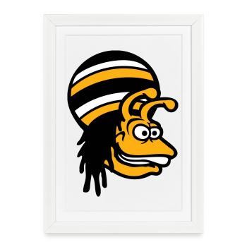snail reggae music rasta hair hat Jamaica - Framed poster (27 × 37 cm) - white - Front